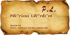 Páricsi Lóránt névjegykártya