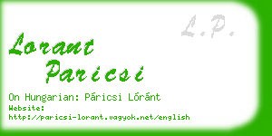 lorant paricsi business card
